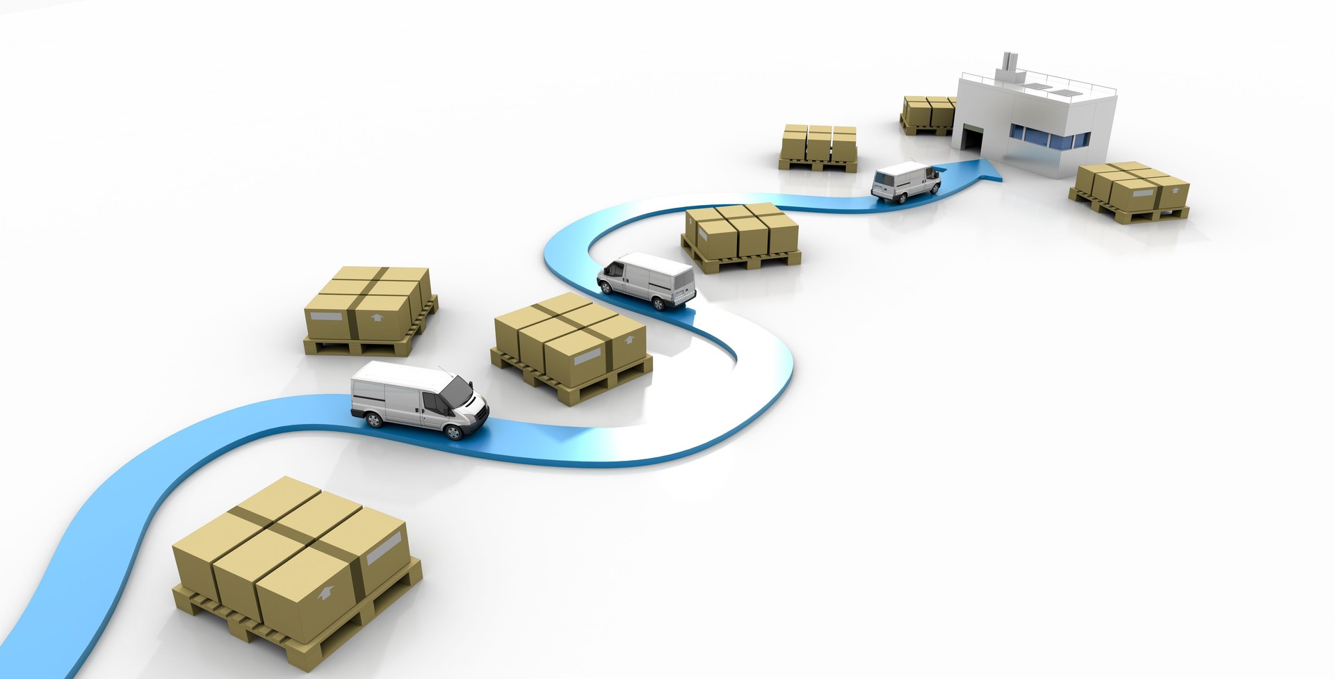 Logistics industry conceptual image, original 3d rendering and models